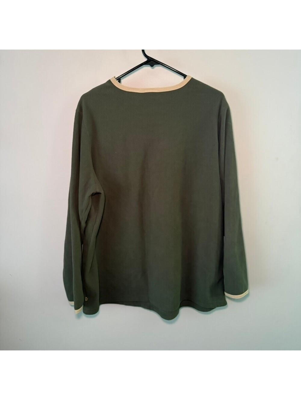 Route 66 Mens Olive Green Fleece V-Neck Pullover Sweater Zipper Pocket Size X - Picture 4 of 4